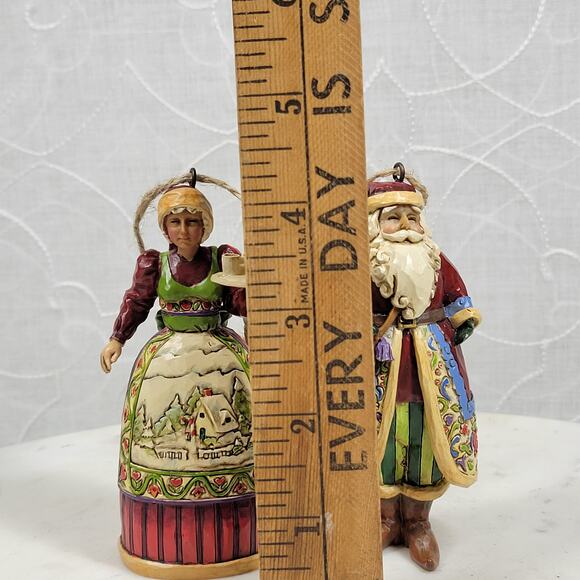 Jim Shore Heartwood Creek Santa & Mrs. Claus Ornament Pair 4” Christmas Couple - Picture 16 of 16
